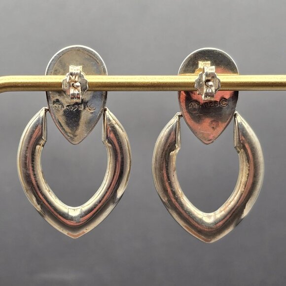 VTG Sterling Doorknocker Earrings 1.5" Signed SU Thailand Hollow-Form 8.49g - Picture 3 of 9